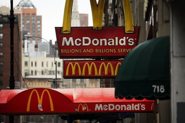 McDonald's sign in red and yellow colours.